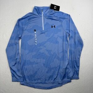 Under Armour Pullover Mens Small Blue Camo UA Velocity Jacquard 1/4 Zip Top